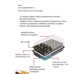 Floris- mini rasadnik PRO 24- samozalivajući 37x23x12cm